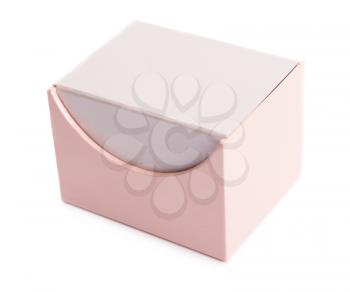 Pink gift box closed on white