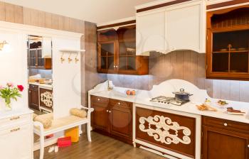 Luxury brown custom kitchen interior design