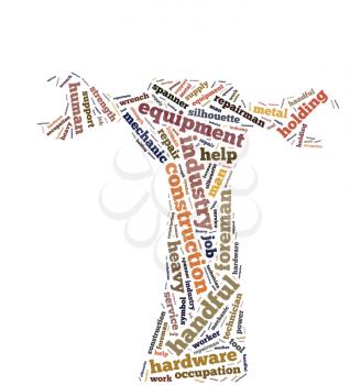 Silhouette of repairman hand with wrench in tag cloud