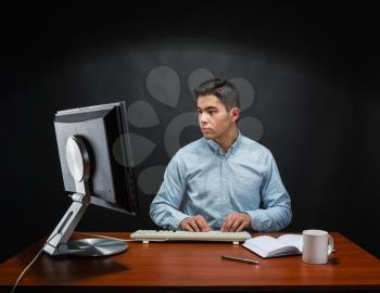 Businessman working in the office with computer