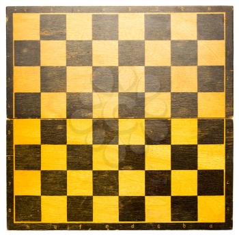 Wooden chess board in black and yellow