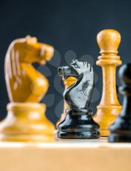 Close up of chess figures on the board