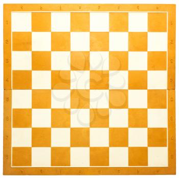 Wooden chess board in orange and white