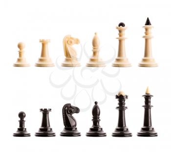 Set of chess figures isolated on white background