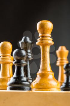 Close up of chess figures on the board