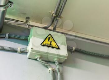 Close up of electricity warning box lightning
