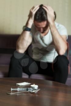 Abuse of drugs leads to a depression.  Drug use, crime, addiction, dependence and people concept
