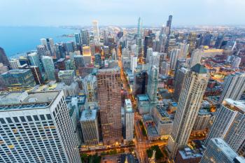 Chicago cityscape at coast, Illinois USA