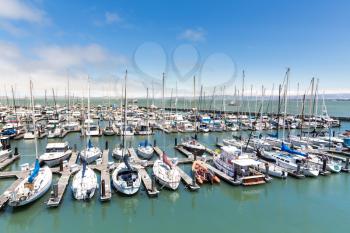 Lots of yachts in San Francisco harbor