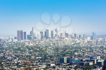 Blue sky over Los Angeles downtown, California USA