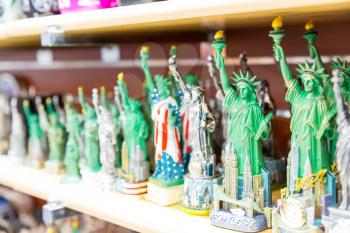 Statue of Liberty souvenirs at store in New York. Statue of Liberty is a symbol of USA