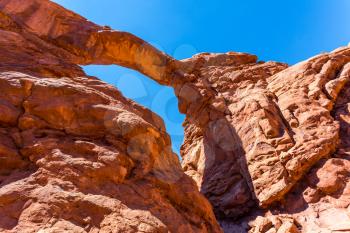 Scenic landscape arch in Arches National Park Utah. Red rocks natural beauty.