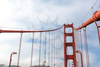 Tethers construction on Golden Gate Bridge in San Francisco USA