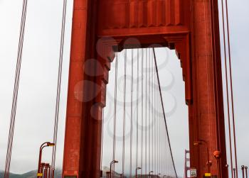 Golden Gate Bridge arch closeup in San Francisco USA