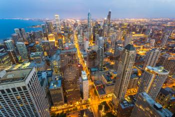 Chicago cityscape at coast, Illinois USA