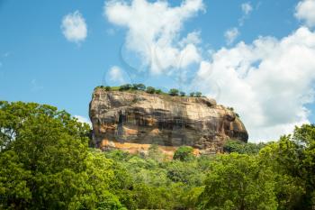 Sigiriya Sri Lanka kingdom, famous scenic tourist place. Stone mountain. Attractions under Unesco protection