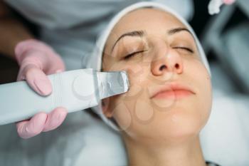 Rejuvenation procedure, getting rid of wrinkles, cosmetology clinic. Facial skincare in spa salon, health care
