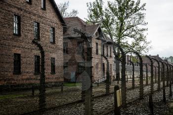 Barracks of German concentration camp Auschwitz II, Birkenau, Poland. Museum of victims of the nazi genocide of the Jewish people