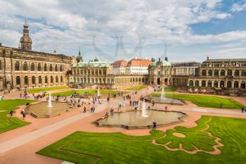 Galleries and museums in Dresdner Zwinger. Late Baroque and neo-Renaissance architectural complex with internal garden