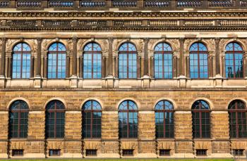 Old masters gallery, Dresdner Zwinger, facade view. Late Baroque and neo-Renaissance architectural complex with internal garden