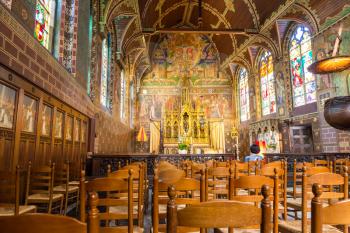 Interior of old church, Europe, nobody. Ancient european architecture and style, famous places for travel and tourism, historical heritage