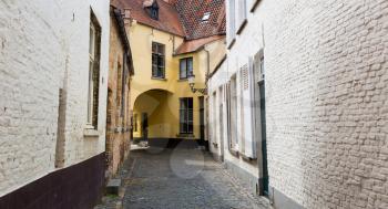 Little street, nobody, old provincial European town. Summer tourism and travels, famous europe landmark, popular places for vacation tour or holidays