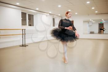 Elegance choreographer, ballerina performing in class. Ballet school, female dancers on choreography lesson, girls practicing grace dance