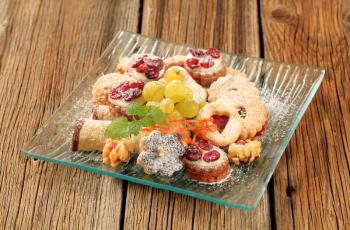 Various kinds of cookies on a plate