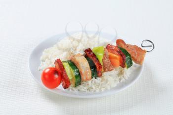 Shish kebab with white rice 