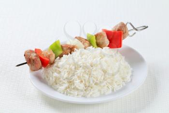 Shish kebab with white rice 