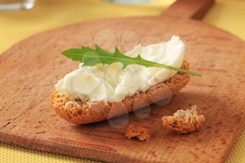 Crispy roll and cheese spread - closeup