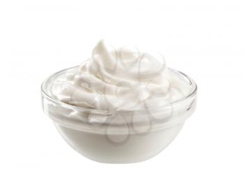 Swirl of smooth cream in a glass dish