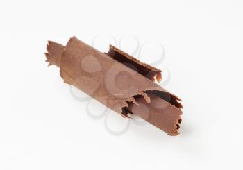 Chocolate curl on white background
