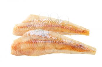 Fresh fish fillets isolated on white