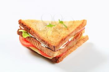 Ham and cheese double decker sandwich