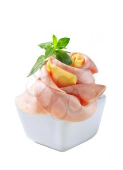 Food styling - Ham and cheese appetizer