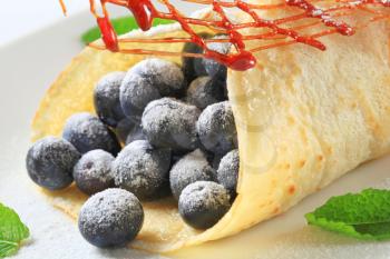 Crepe filled with fresh blueberries
