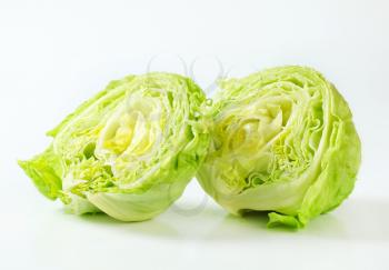 Head of ice lettuce, cut in half