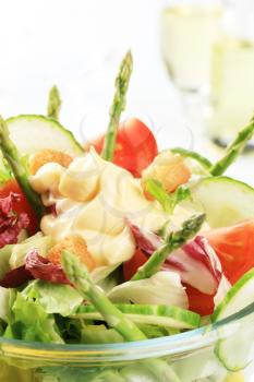 Bowl of fresh vegetable salad - detail