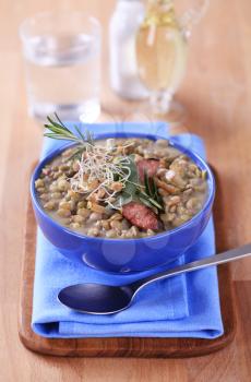 Bowl of lentil soup - closeup