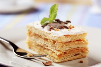 Mille-feuille pastry dusted with powdered sugar