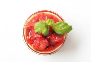 Bowl of peeled tomato salad
