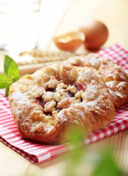 Danish pastry with jam and crumb topping