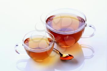 Two glass cups of tea