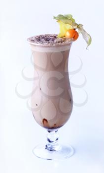 Chocolate milk shake in a tall glass 