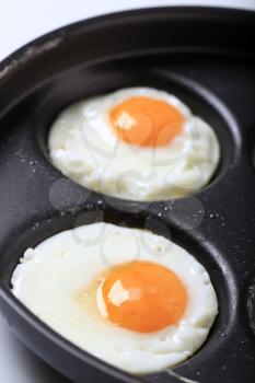 Fried eggs on a pan - Sunny side up 