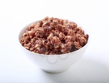 Bowl of crunchy chocolate granola