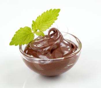 Chocolate dessert in a glass bowl - studio