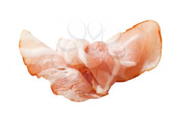 Slice of Parma ham isolated on white