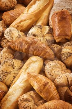 Variety of fresh bread and pastry